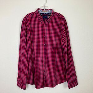 Denim & Flower Ricky Singh Men's Button Up Shirt Size XL Blue Red Plaid Cotton